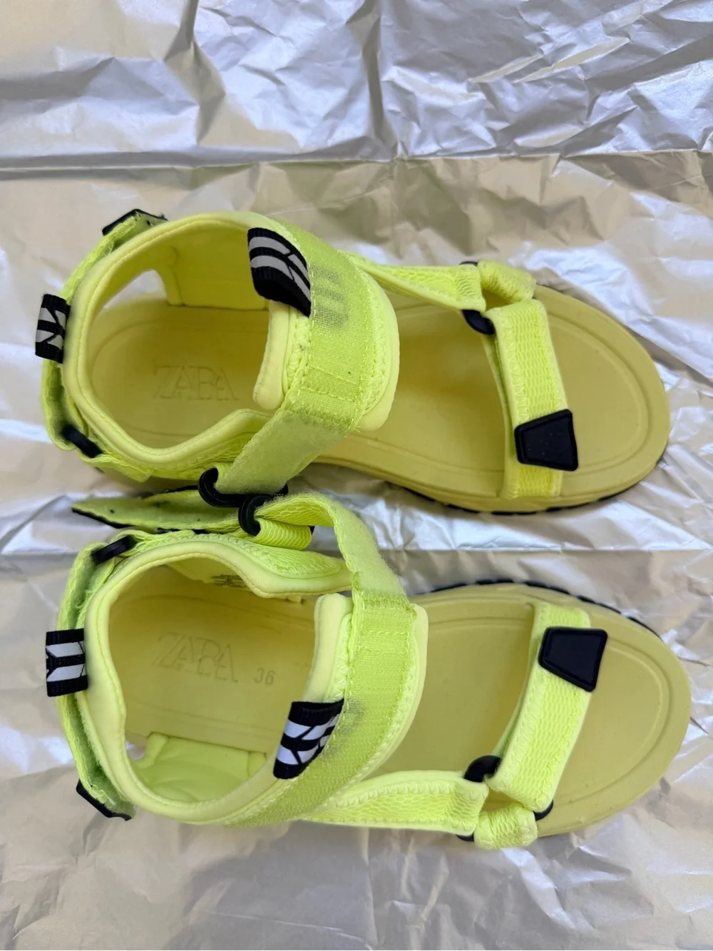 Zara Neon Yellow Adjustable Strap Sandals